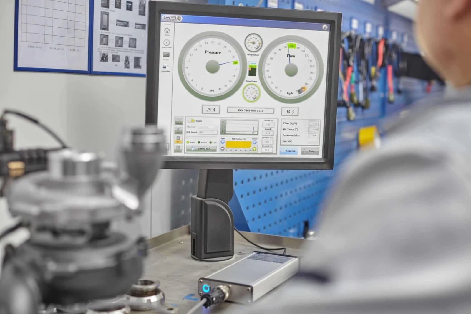 Turbo actuator G3 flow test in progress