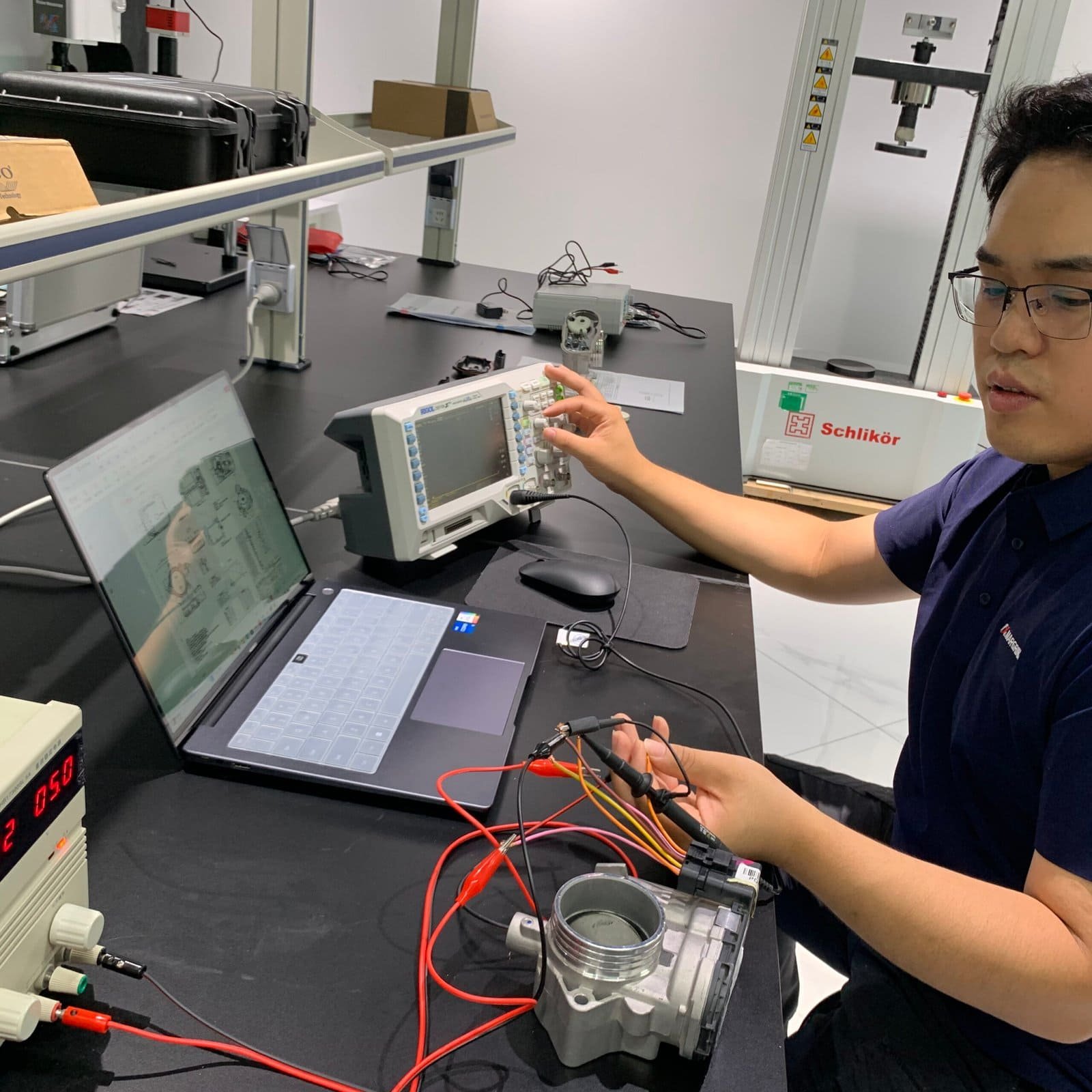 Team discussion in R&D lab